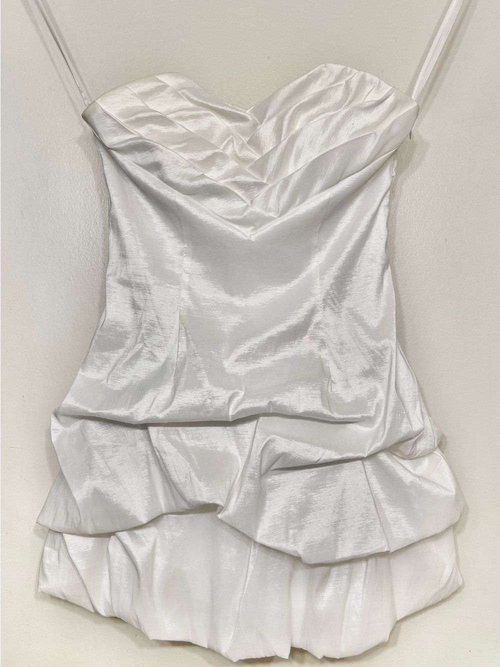 Strapless White Satin Mini Dress (Graduation, Bridal, Bachelorette, Sweet 16)
